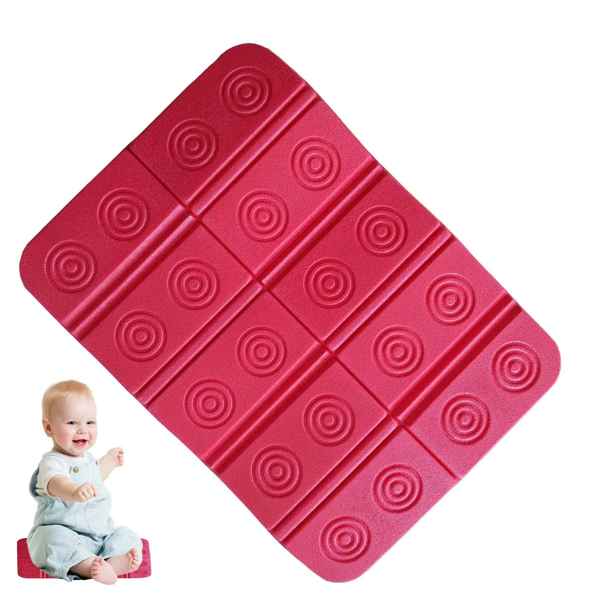 tapis pliable imperméable rouge bleu ronds concentriques moderne bain plage pique nique portable