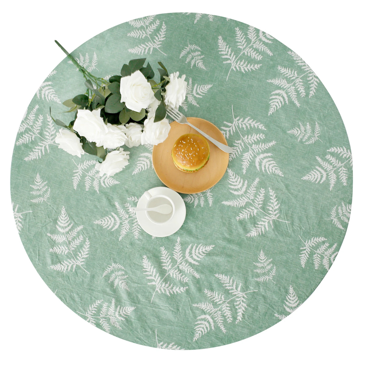 nappe ronde vinyle imperméable motif floral classique noël table decoration vert blanc rose