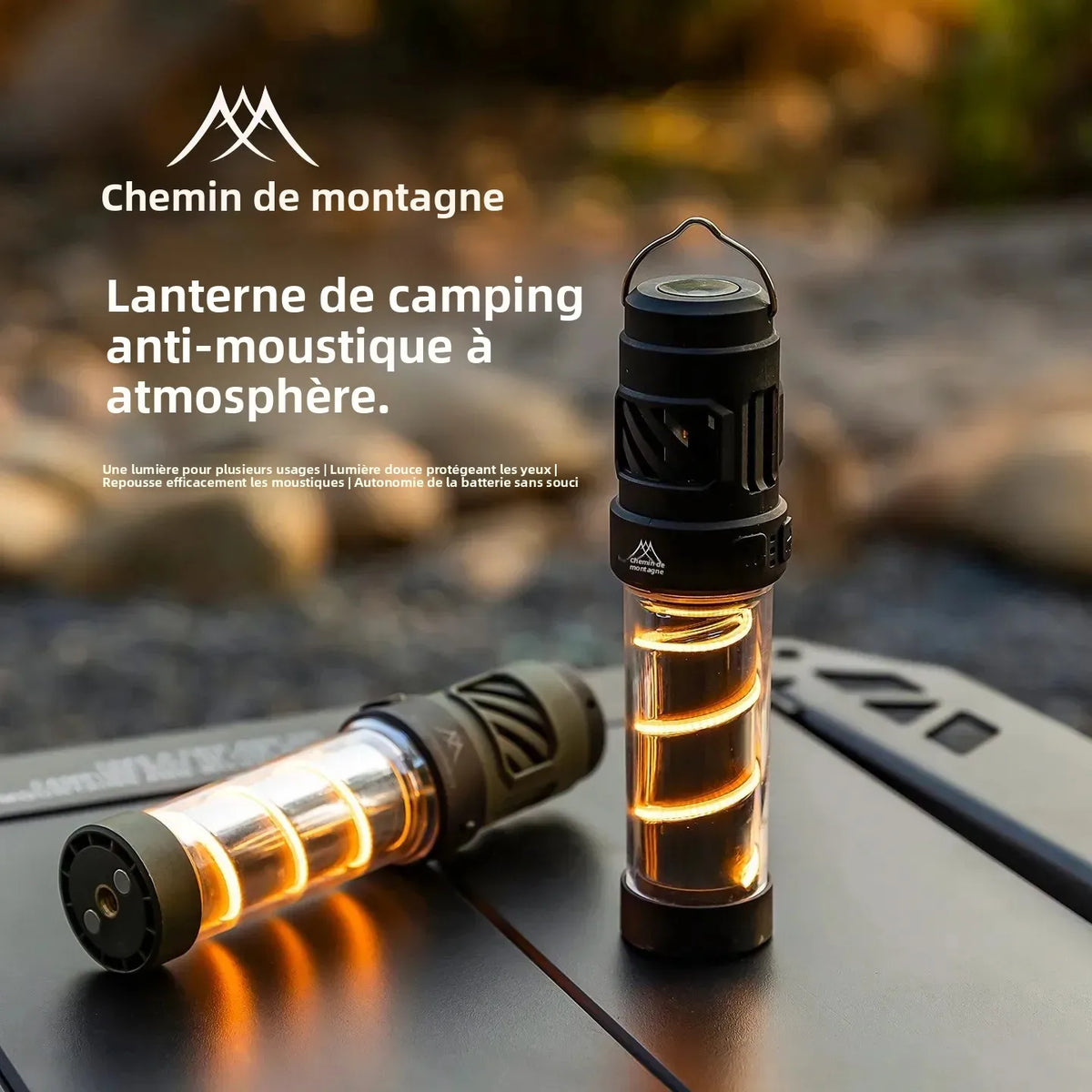 lampe camping anti moustiques spirale transparente moderne noir orange comprimés