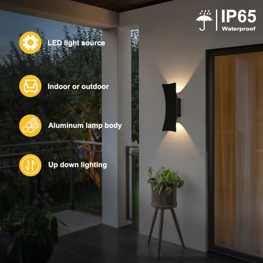 applique murale led blanc noir contemporaine ip65 2492000lm adhésif dual up down