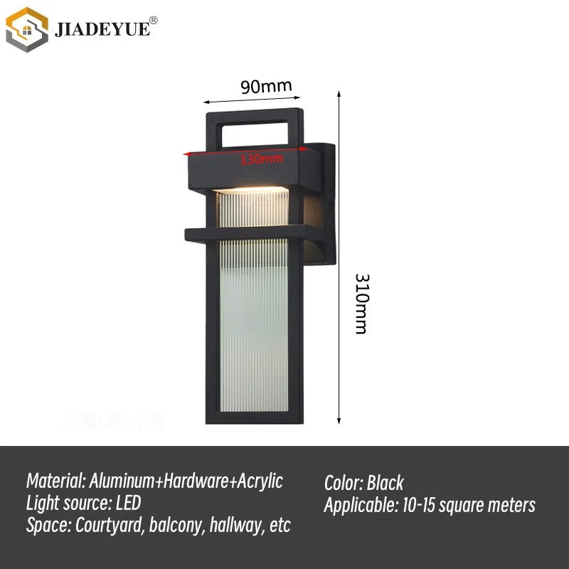 lampe murale moderne led étanche extérieure noire transparente adhésive 2492000lm 85265v ip65