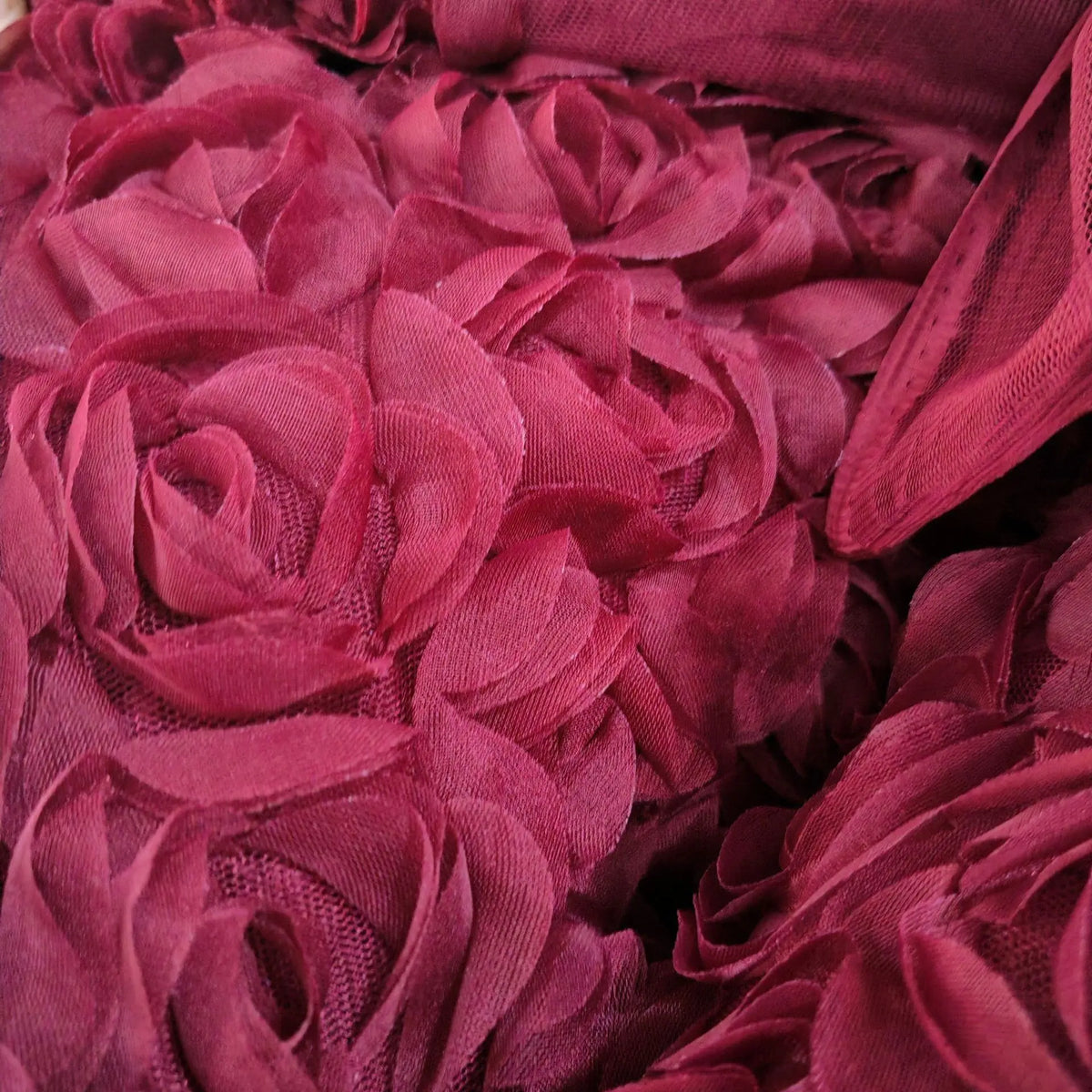 ruban forme roses tissu semi transparent polyester décoration robe mariée occasionnelle romantique blanc roseclair