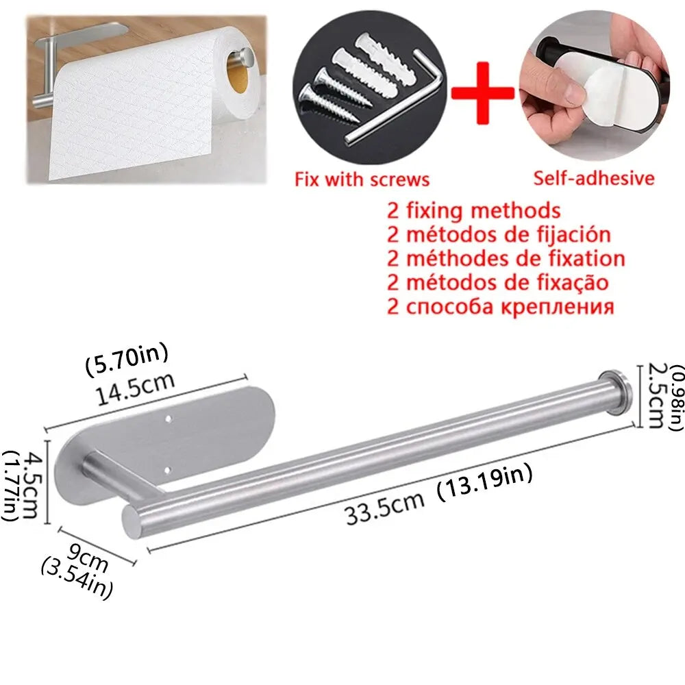 porte serviettes moderne adhésif noir argenté texture papier cuisine salle bain rouleau serviettes