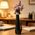 vases résine forme chat moderne couleur verte yeux oreilles queue motifs fleursDecorationMaisonBureauOrnementCartoon