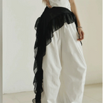 jupe asymétrique volants noir blanc léopard transparente bohème minimaliste liens nouer pantalon ample