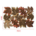 nappe automnale feuilles d'érable motif floral rustique doré marron orangé vert foncé semi transparent