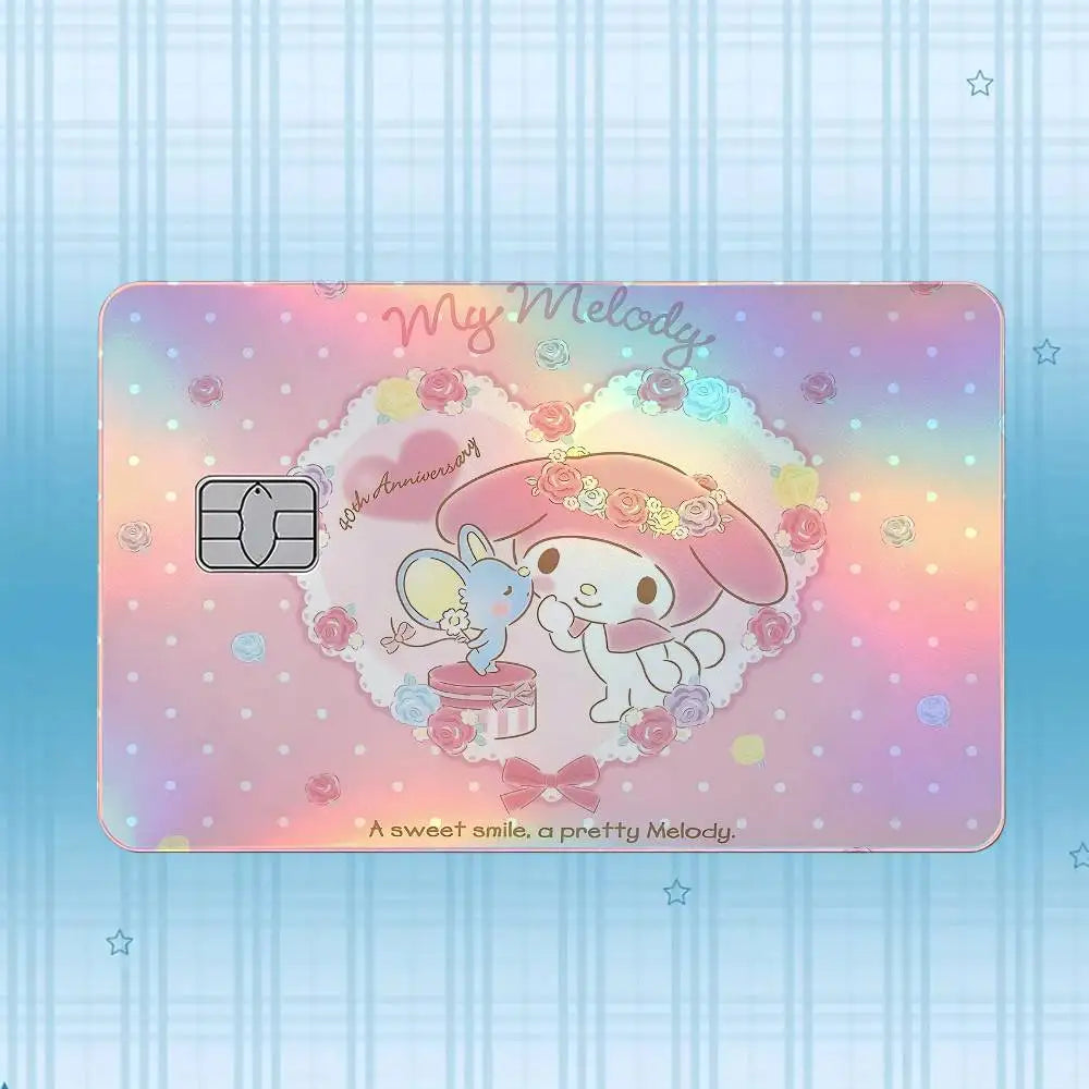 autocollant carte crédit my melody dessin animé rose violet bleu blanc