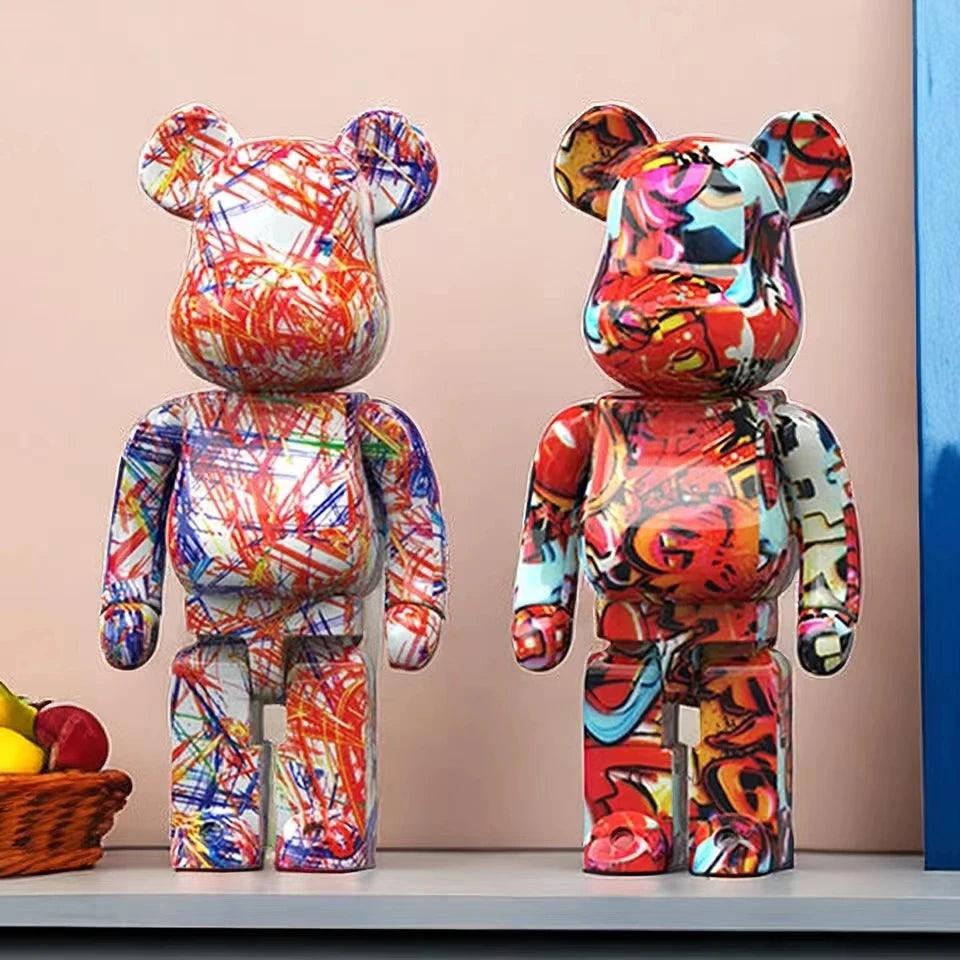 figurine ours multicolore graffiti résine contemporaine décoration intérieur table chambre erotique