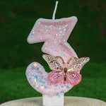 bougies anniversaire chiffres rose blanches paillettes décoratives adhésives boîte rangement support plastique enfants festive