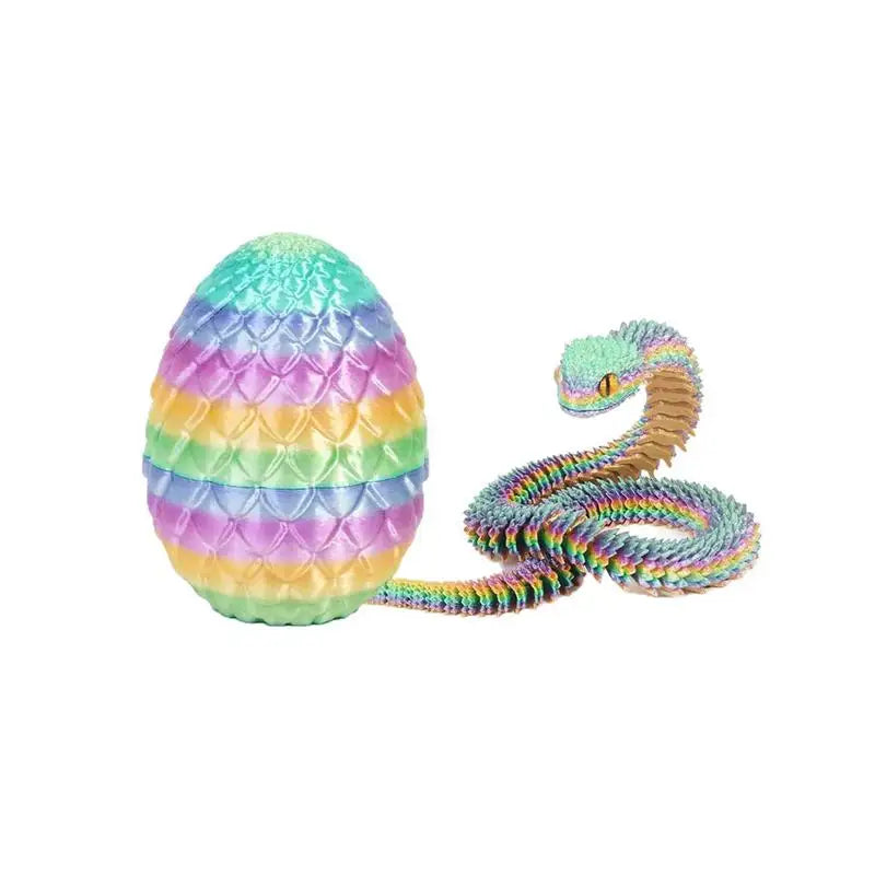 décoration intérieure serpent multicolore réaliste œuf inclusion 30 cm 8.5 cm