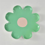 assiettes jetables fleurs dorées blanc vert jaune rose violet moderne fête enfants
