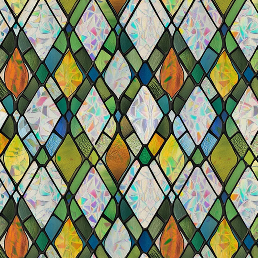 vitrail géométrique semi transparent art déco 45x100cm 45x200cm 45x300cm 45x500cm 30x100cm 30x200cm 30x300cm 30x500cm