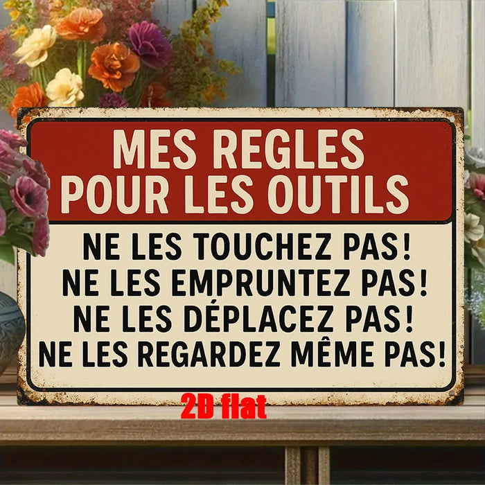 Plaque métal décoration murale vintage garage outil aluminium blanc