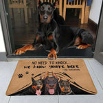 tapis d'entrée moderne chiens boxers rottweilers texte antidérapant marron clair extérieur 50x70cm