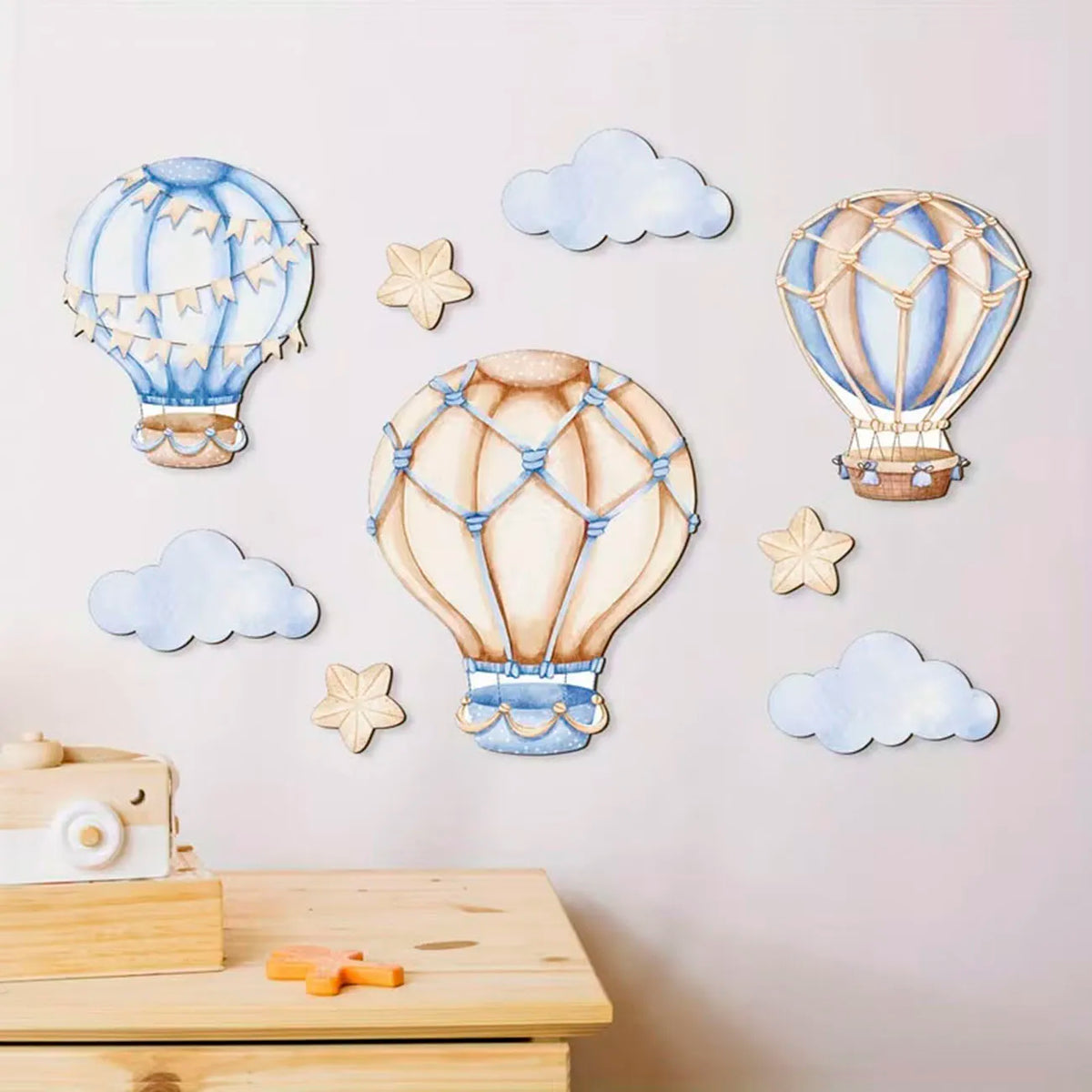 autocollants murals bébé montgolfières nuages étoiles moderne enfantin adhésif salon chambreDecorationNoel