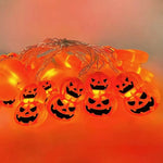 guirlande lumineuse halloween orange blanc noir citrouilles fantômes yeux chats squelettes 3v led piles
