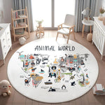 tapis moderne enfants animaux carte monde antidérapant intérieur extérieur 80x80cm 120x120cm