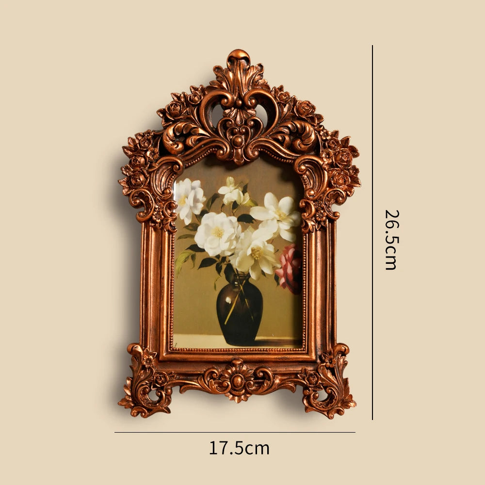 cadre photo résine bronze floral baroque vintage orné décoration murale photos paysage fleurs cliquet