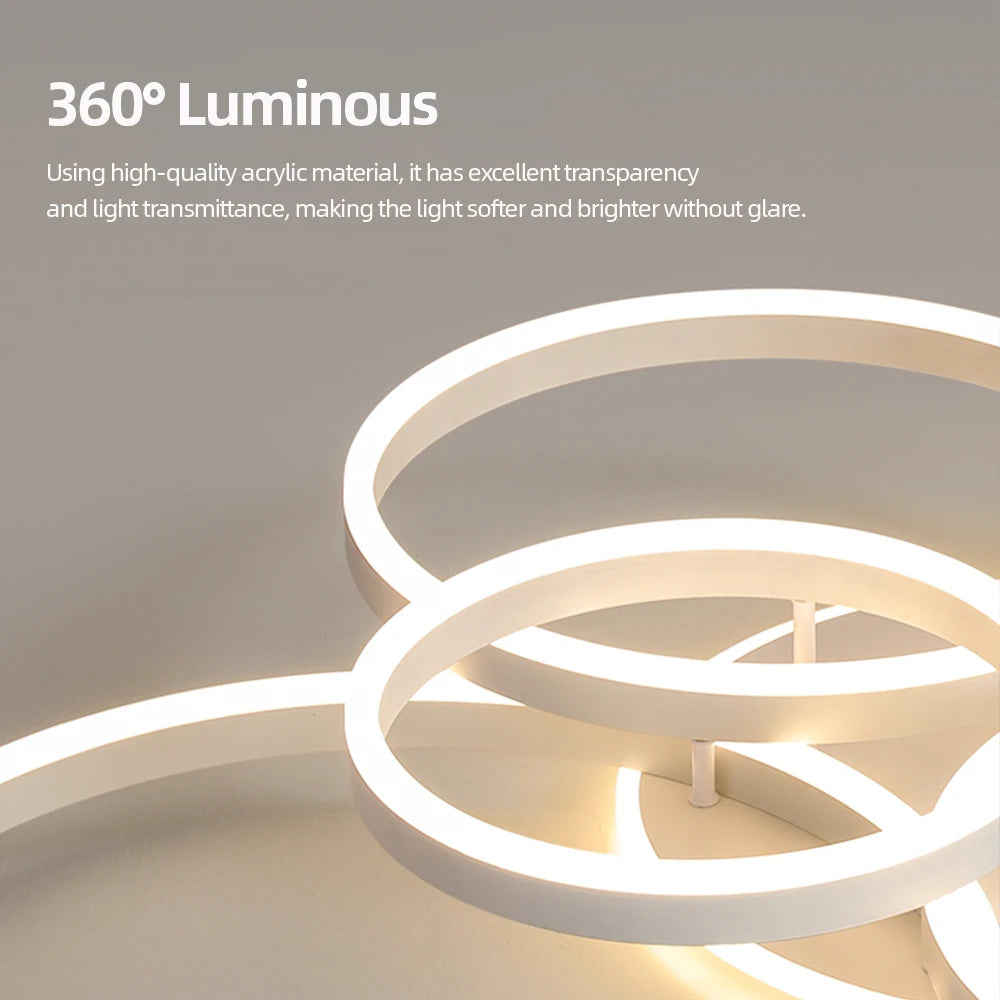 luminaire moderne led dimmable blanc or télécommande éclairage concentrique minimaliste