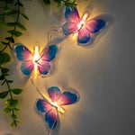 guirlande lumineuse papillons féeriques bleu rose orange vert transparents décoration mariage anniversaire fête chambre