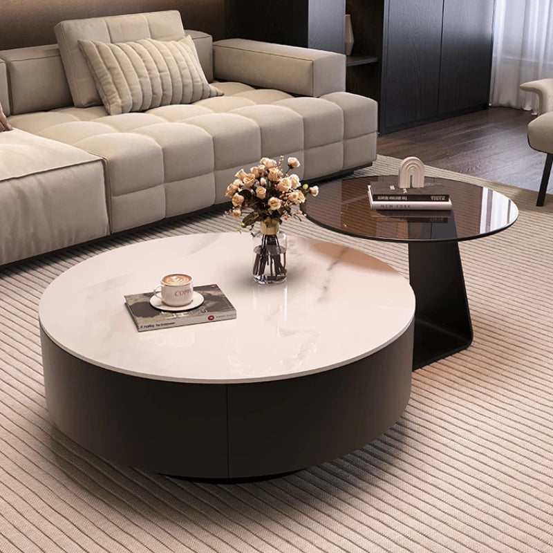 table basse moderne bois noir plateau amovible tiroir 70cm large 50cm profonde