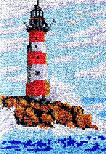 tapisserie kit loisirs créatifs impression couleur phare coeurs LOVE crochets instructions pelotes laine grille