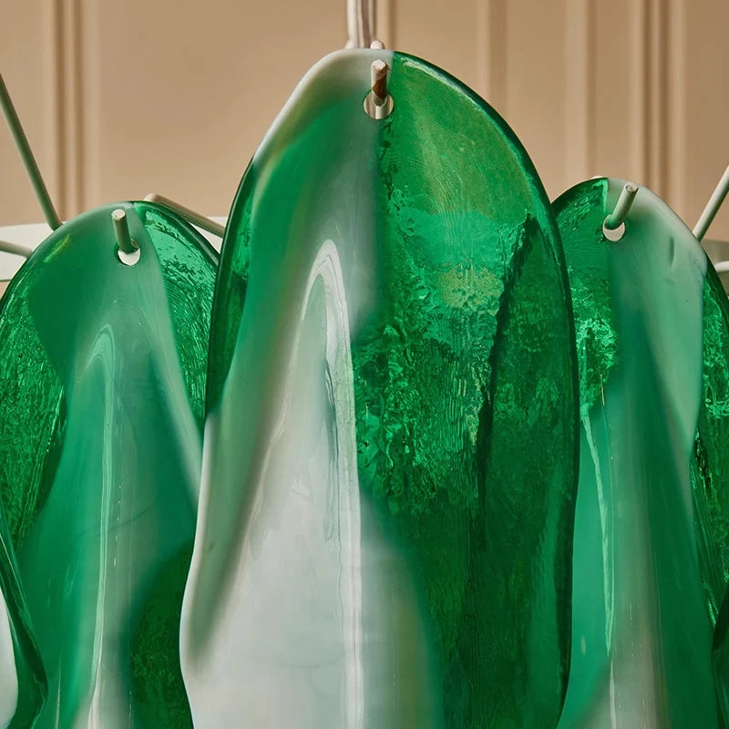suspension lumineuse moderne vert blanc ondulée translucide led chambre salon