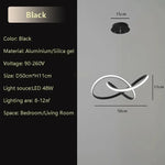 suspension lumineuse moderne pendentif noir blanc anneaux entrelacés fer silicège opaques 50 60cm led