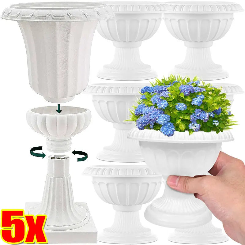 vases blancs classiques plastique ribbé maison décoration fleurs artificielles multifonctionnels