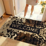 tapis d'entrée léopard anti bactéries antidérapant moderne bienvenue noir rose