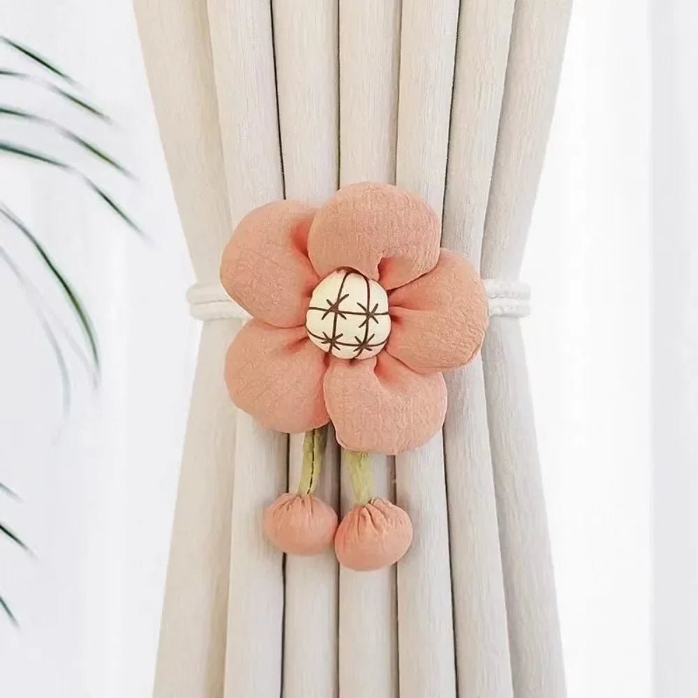 rideau fleuri accessoire fenêtre ours coton moderne beige blanc opacité