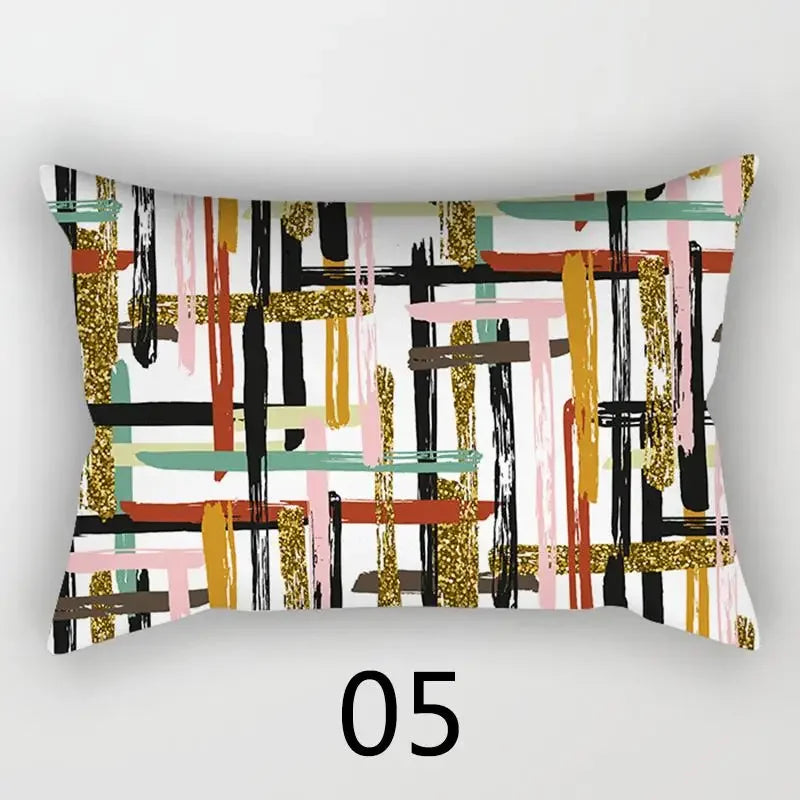 taie d'oreiller rectangulaire 30x50cm housse coussin décoration moderne motif abstrait coton polyester