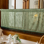rideau vert clair motif feuilles classique romantique franges translucide chambre cuisine salon