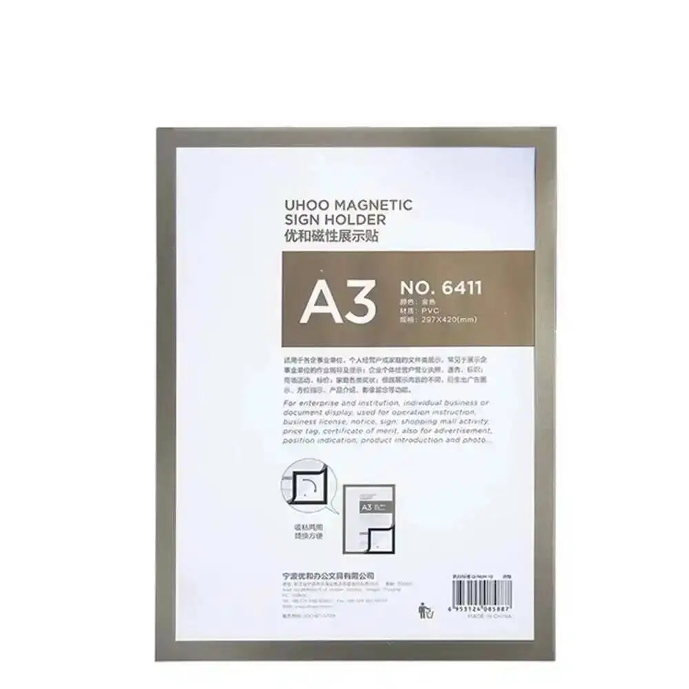 porte affiches magnétique transparent moderne noir blanc doré A5 A3scrição