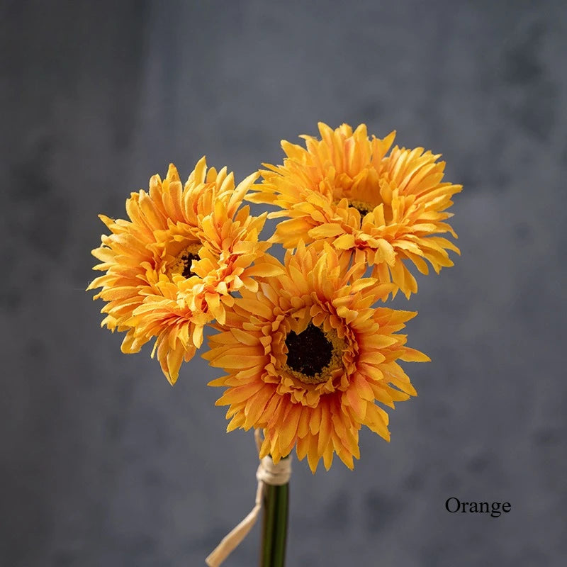Bouquet artificiel gerbera blanc jaune rose moderne décoration intérieure mariage anniversaire minimaliste