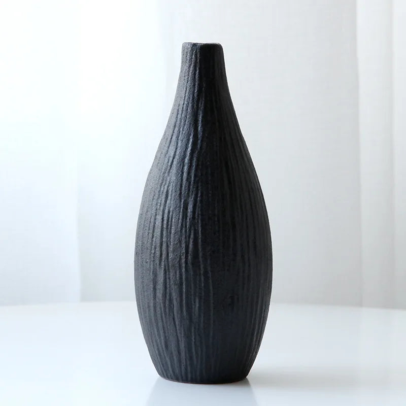 vases céramique moderne rayures horizontales opaques gris vert noirs