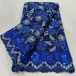 tissu africain brodé paillettes dentelle fleurs polyester mariage décoration robe soirée