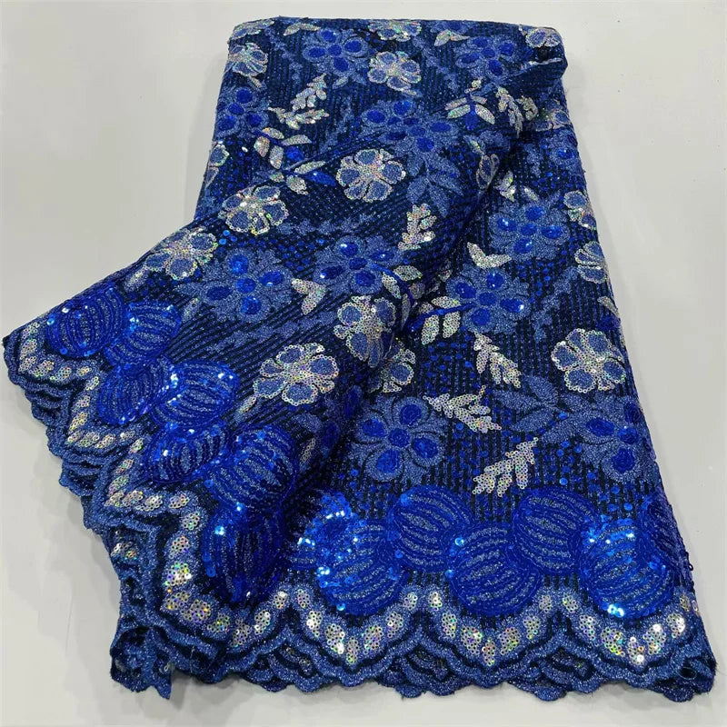 tissu africain brodé paillettes dentelle fleurs polyester mariage décoration robe soirée