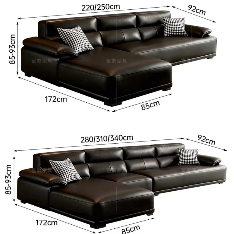 canapé d'angle moderne noir beige coussins géométriques 220cm 250cm 280cm 310cm 340cm