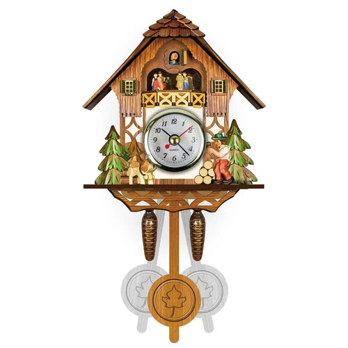 horloge murale bois chalet traditionnel rustique aiguille pendule balançoire décoration chambre enfant