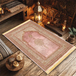 tapis rose ornements floraux lavable polyester classique voyage prière plage cuisine