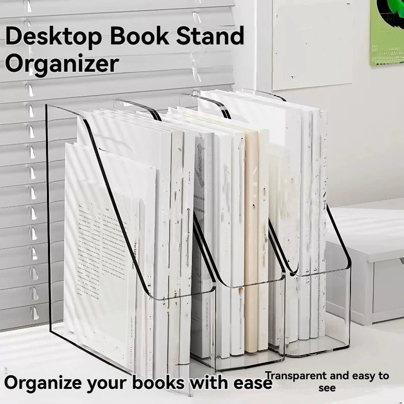 organisateur transparent minimaliste rangement documents livres modernes 19x22.5cm stylos ordinateur portable