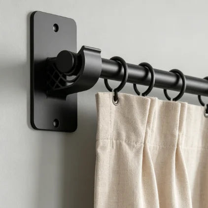 barre rideau noir anneau suspension plaque murale moderne kit facile support robuste