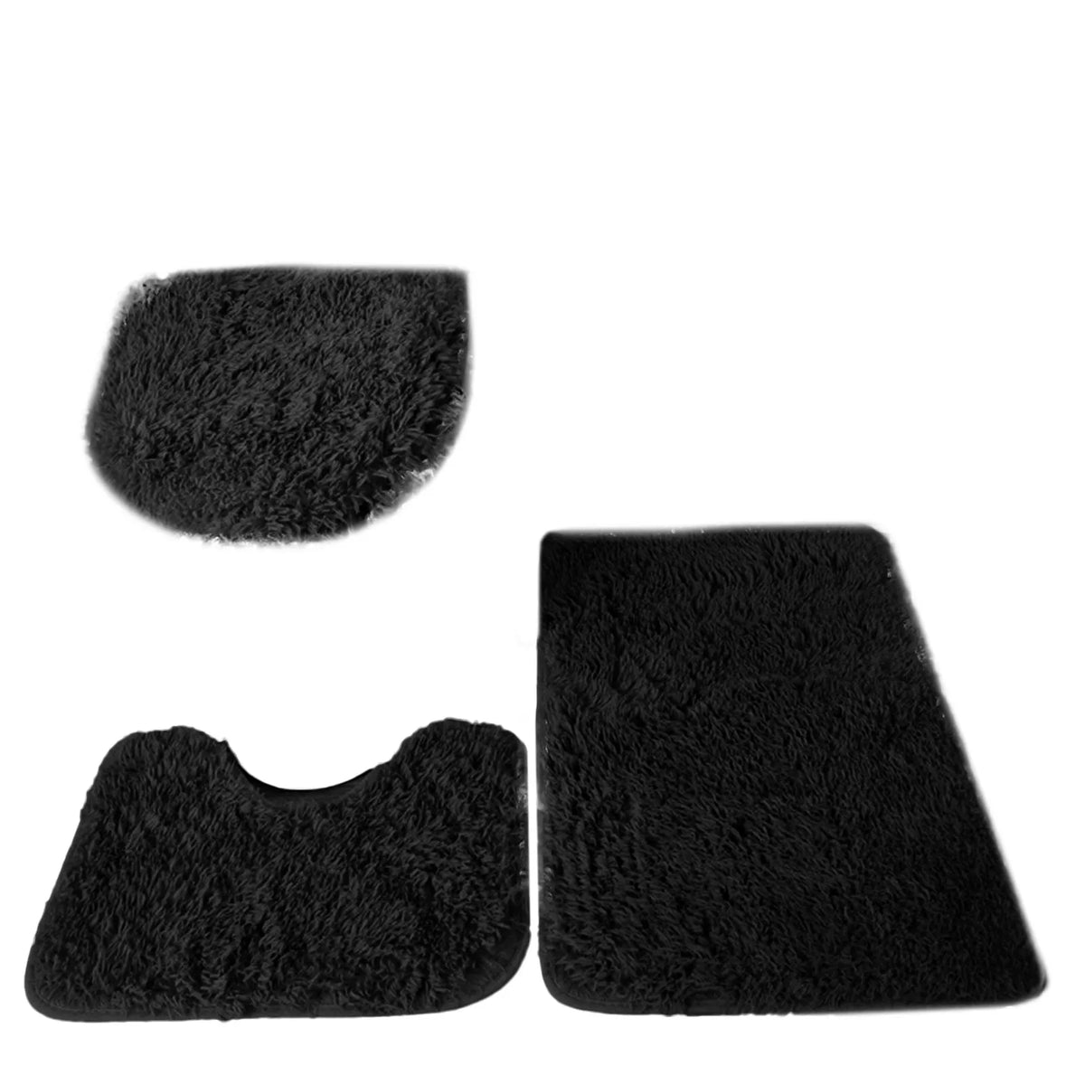 tapis toilette rose violet gris clair peluche points moderne antidérapant ensemble trois pièces