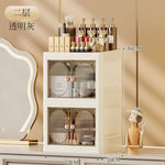 boîte rangement cosmétiques porte opaque moderne poignées dorées compartiments multiples élégante organisation produits soins