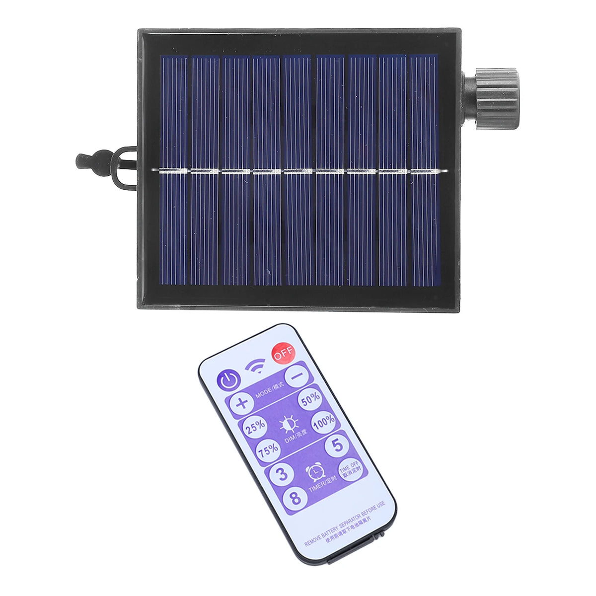 panneau solaire télécommande réglable guirlandes lumineuses modes luminosité timer off connecteurs abstraits