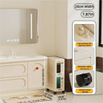 rangement mobile meuble beige compartiments tiroirs moderne minimaliste roulettes salon cuisine chambre