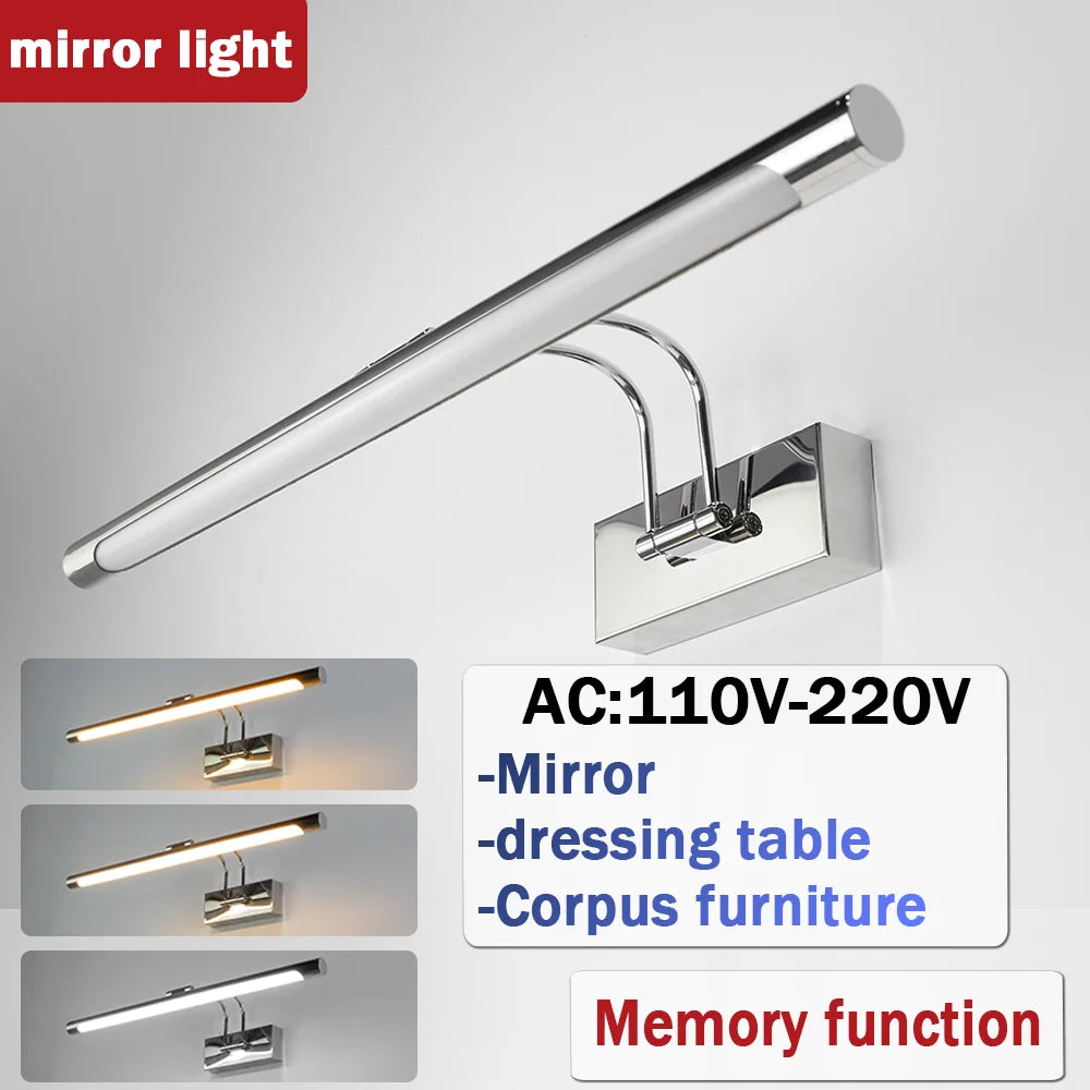 lampe miroir argenté moderne 50cm fixée mur 10 led flux lumineux 249 2000