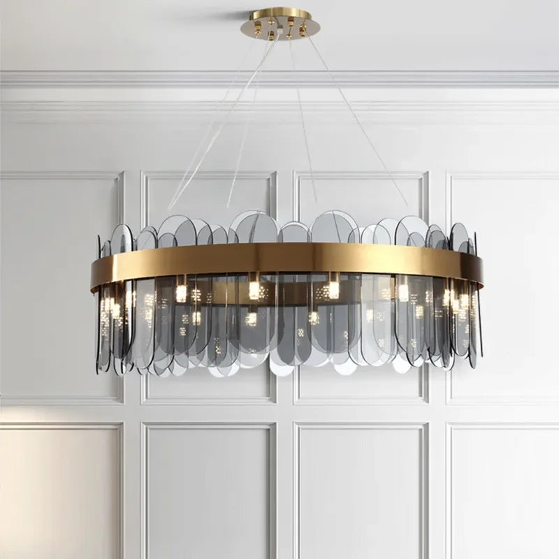 suspension lumineuse moderne or blanc rondes transparentes 90 260V 249 2000lm