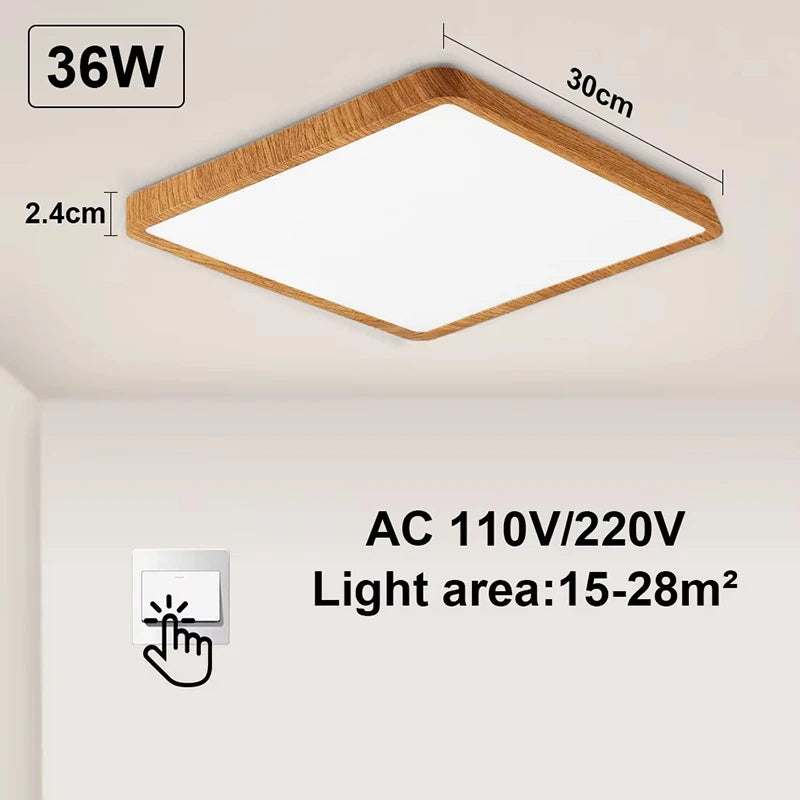 plafonnier led bois naturel blanc moderne 30x30cm opacité vis fixation